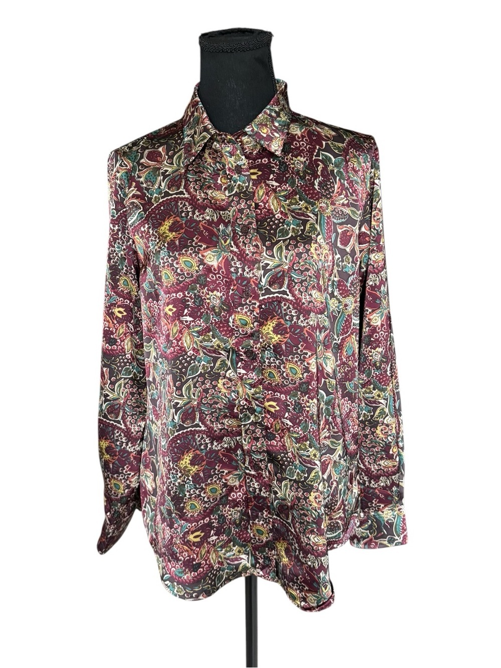 Lauren Ralph Lauren Paisley Floral Button Front Blouse Medium Boho Cottagecore